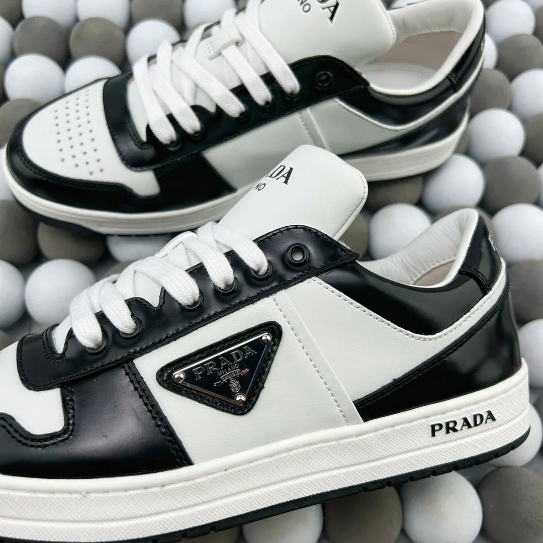 P Black and White Panda Low Top Lace Up Round Toe Board Shoes
