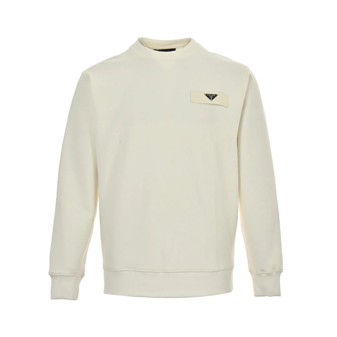 Round neck sweatshirt with triangle logo on the side