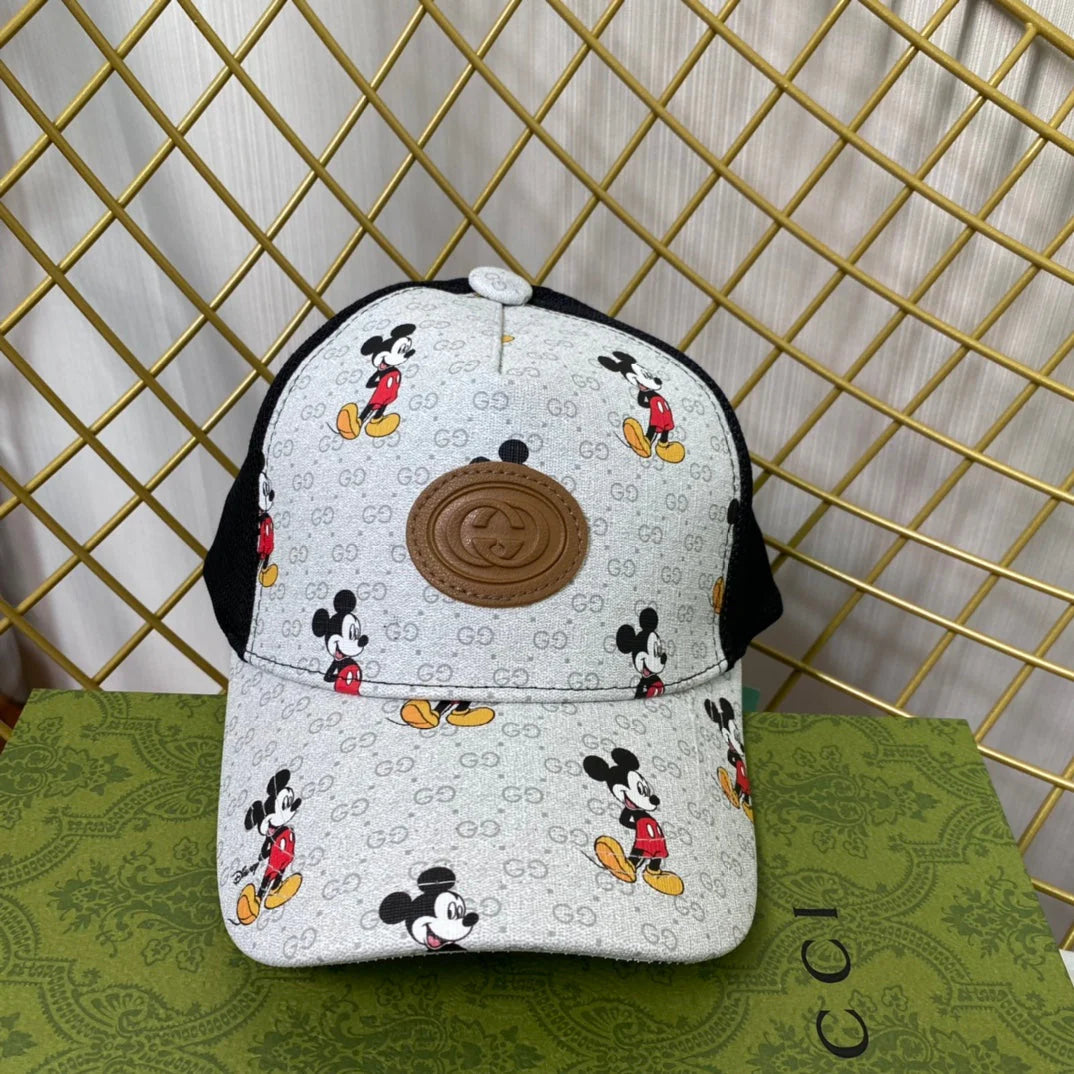 Cartoon Leather Patchwork Mesh Baseball Cap