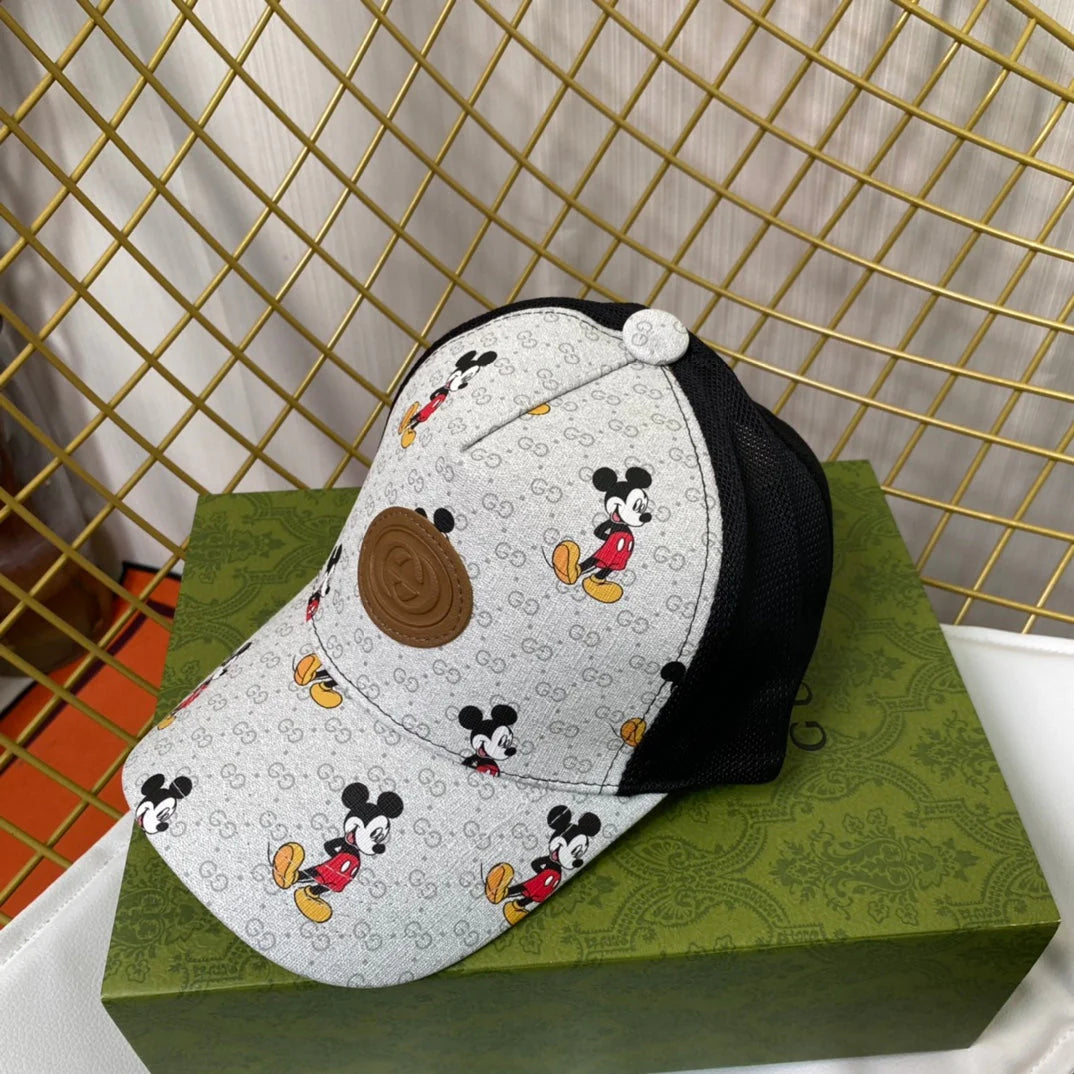 Cartoon Leather Patchwork Mesh Baseball Cap