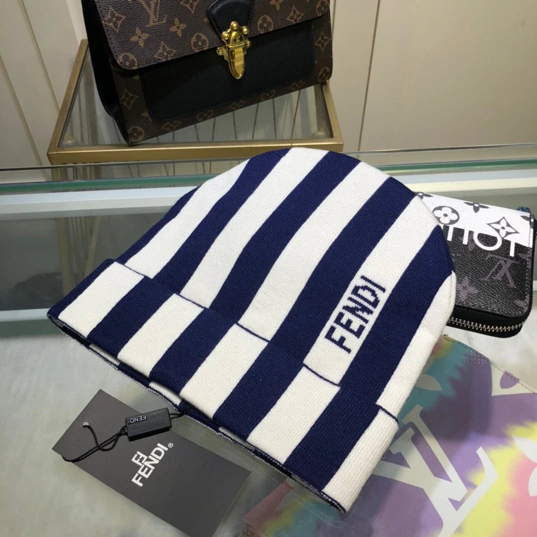 Classic Striped Cashmere Knit Hat