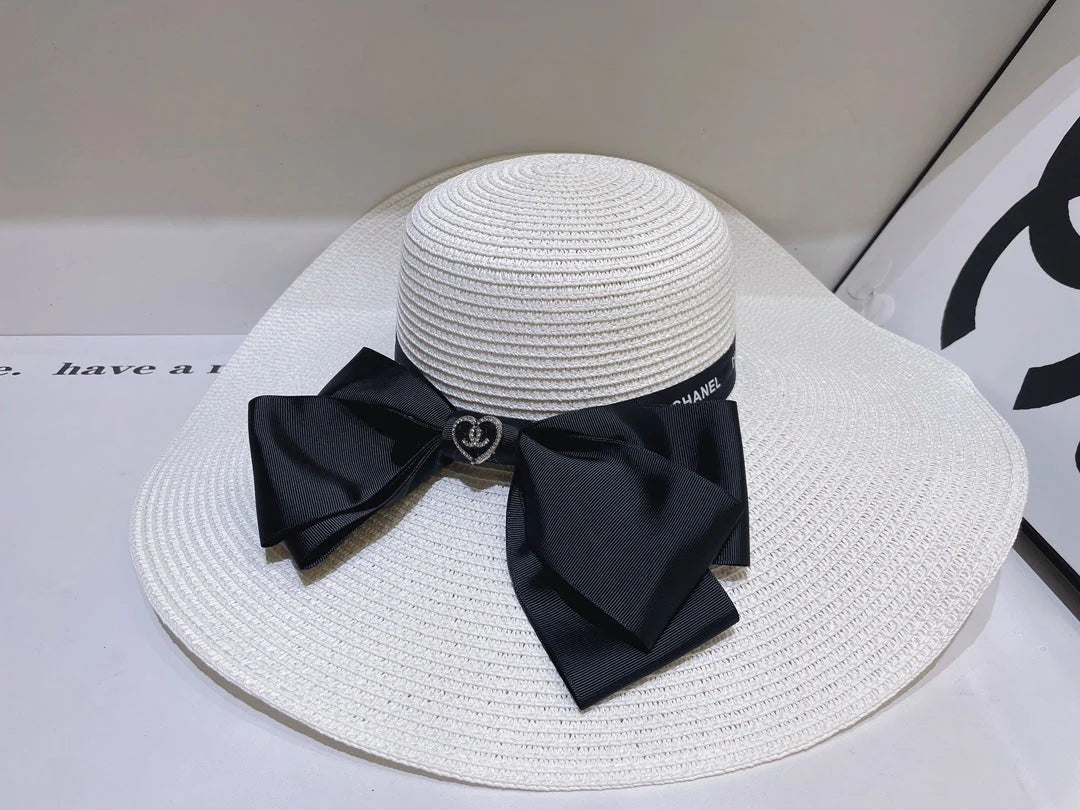 13 color bow knot big brim hat