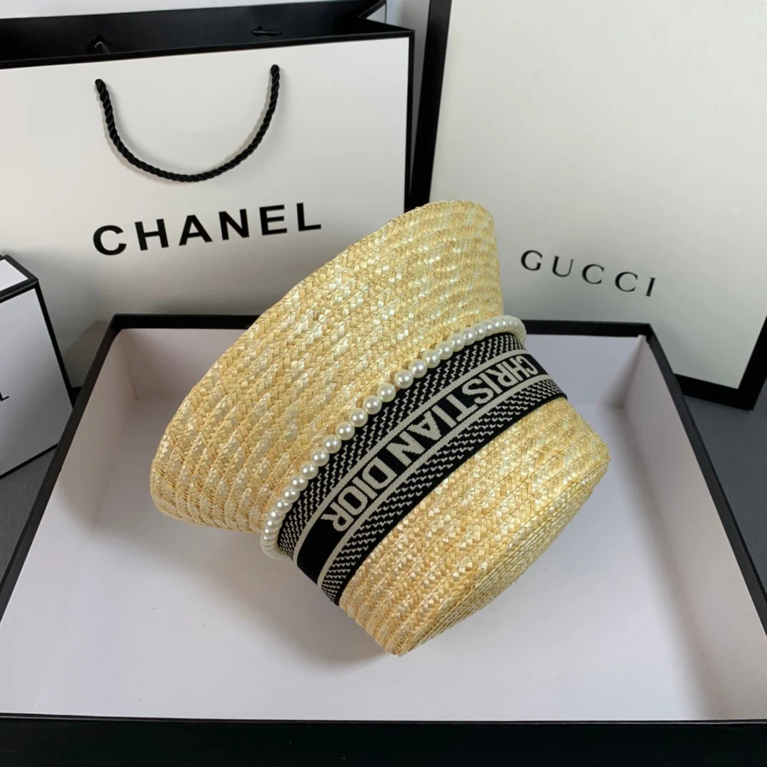 Pearl Web Straw Bucket Hat