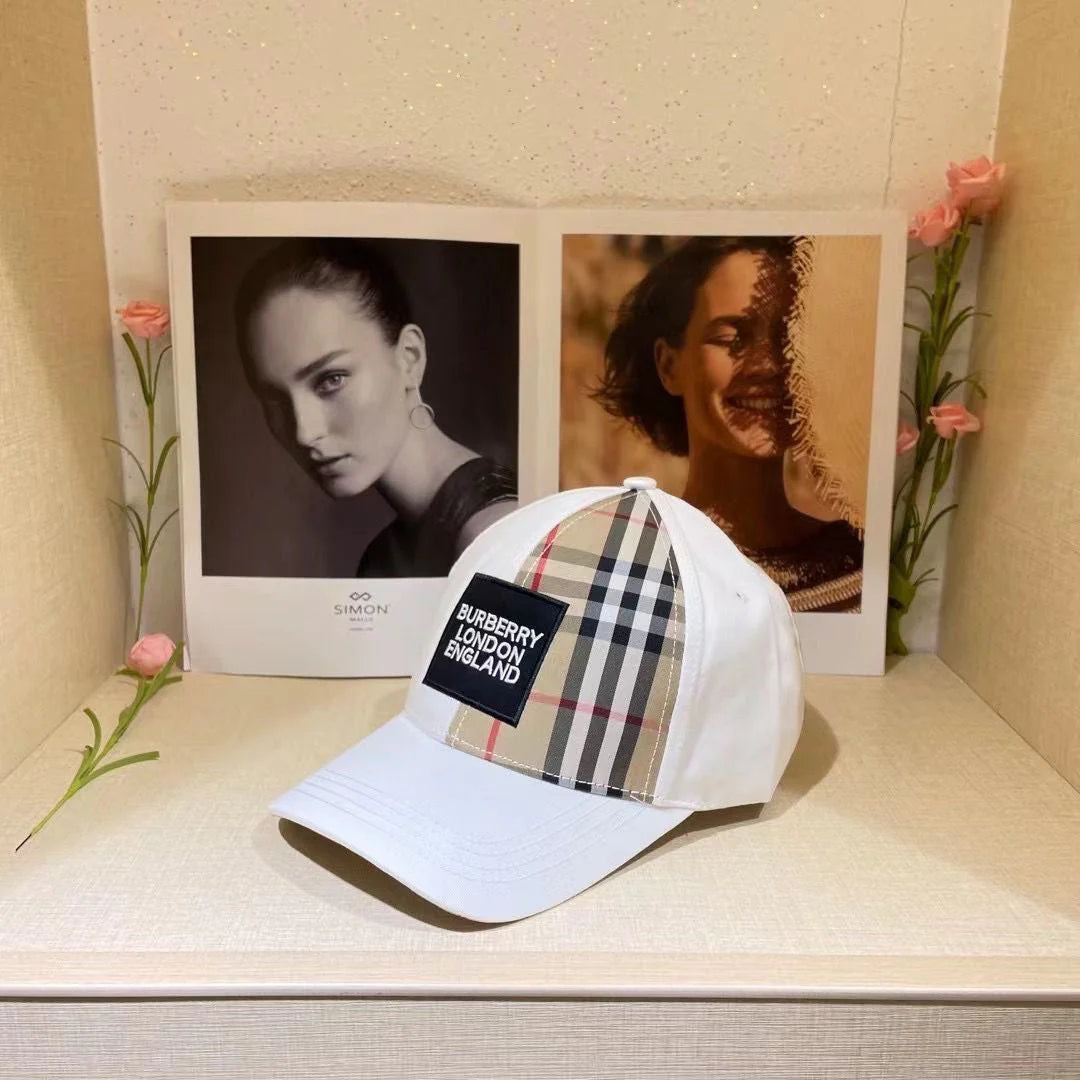 Plaid stitching Embroidered baseball cap