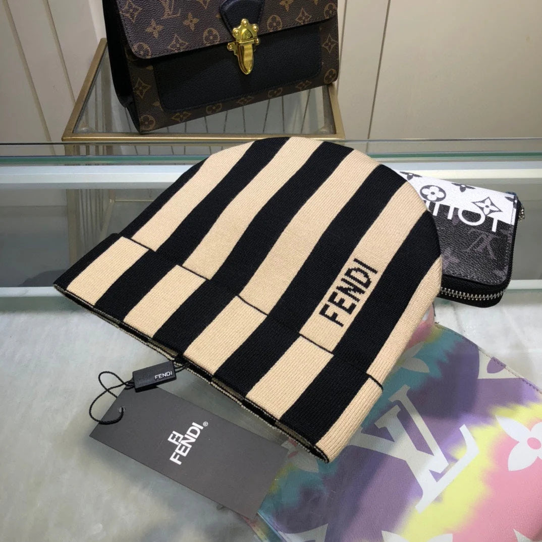 Classic Striped Cashmere Knit Hat