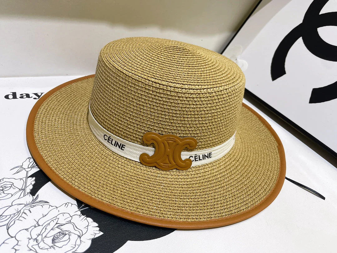4-color Brown exclusive logo flat top hat