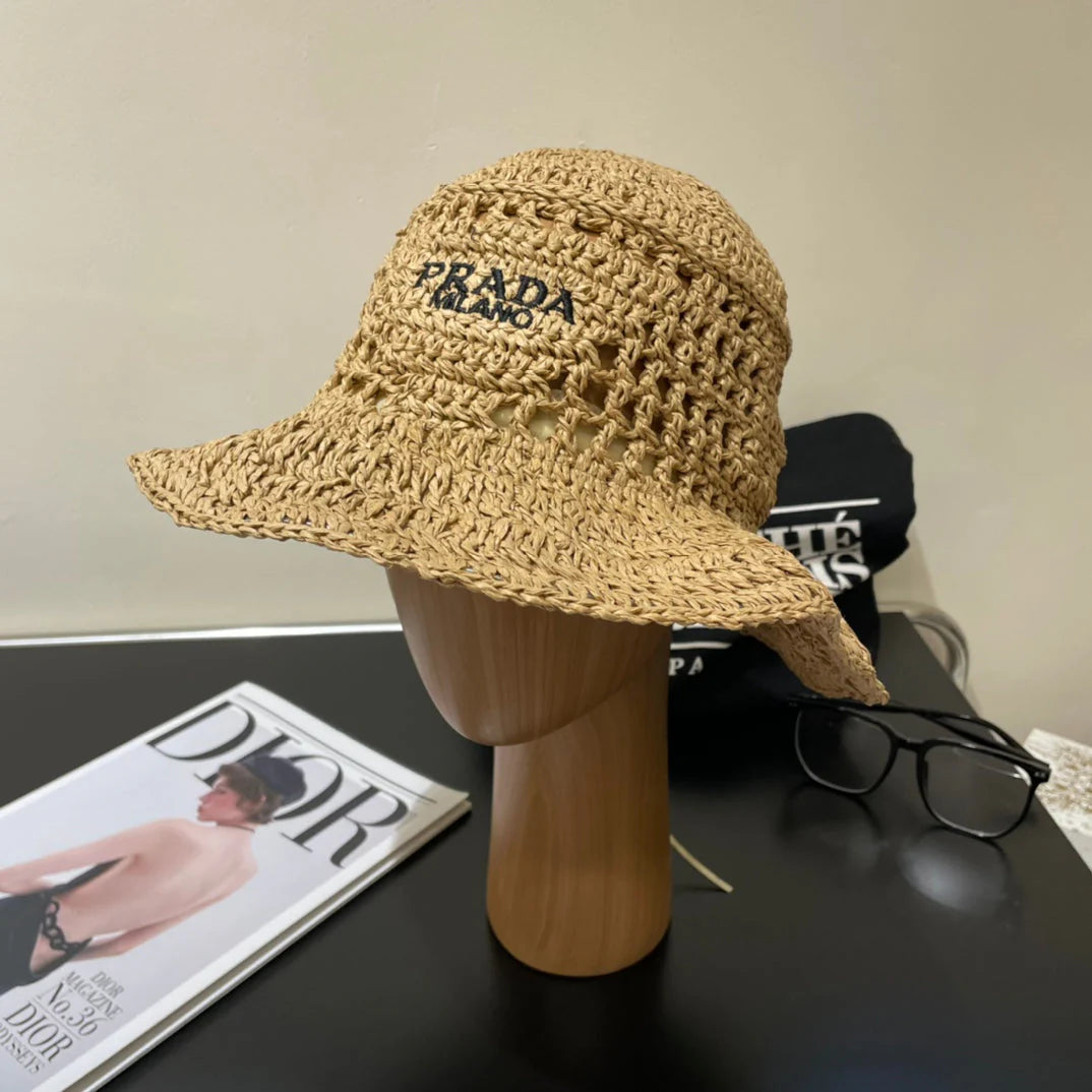 Multi-colour hand-woven breathable fisherman's hat